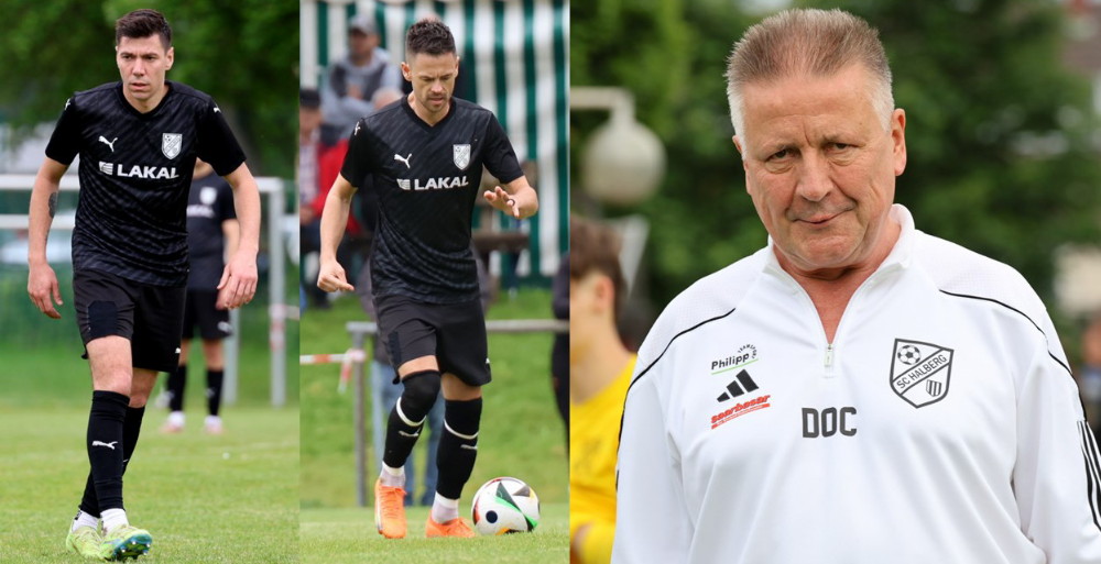 Hochkarätig besetzt: Nils Cuccu (li.) und Mario Pokar (Mitte) haben nicht nur viel Erfahrung, sondern beweisen Spiel für Spiel ihren Torriecher und können tolle Erfolgsquoten aufweisen. Zum herausragenden Kader gehört auch Sebastian Richter (re.) – der engagierte Orthopäde ist in Personalunion medizinischer Betreuer in Brebach, Herrensohr und bei der Borussia im Ellenfeld! (Fotos: Willi Jost – vielen Dank!)